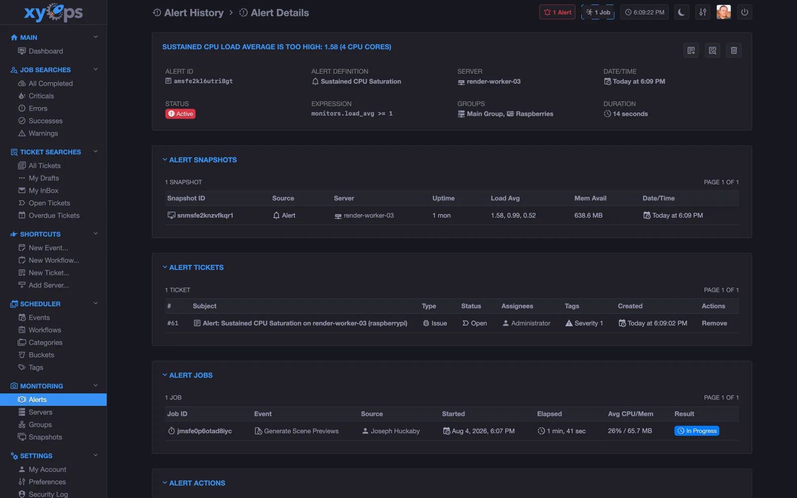 xyOps alert detail page
